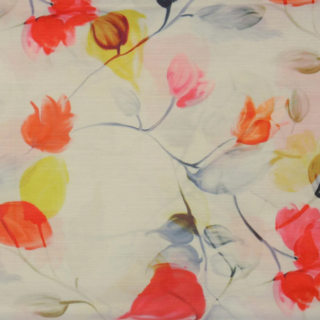 Linen Satin Floral Print Fabric - Image 4