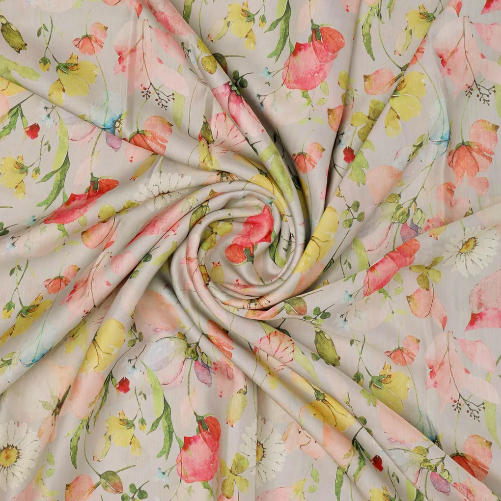 Linen Floral Printed Fabric - Image 2