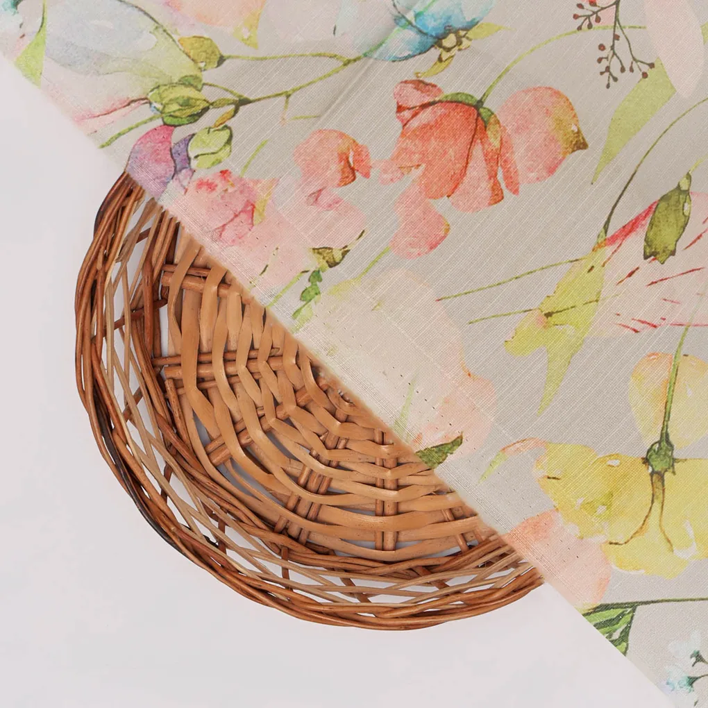 Linen Floral Printed Fabric - Image 3