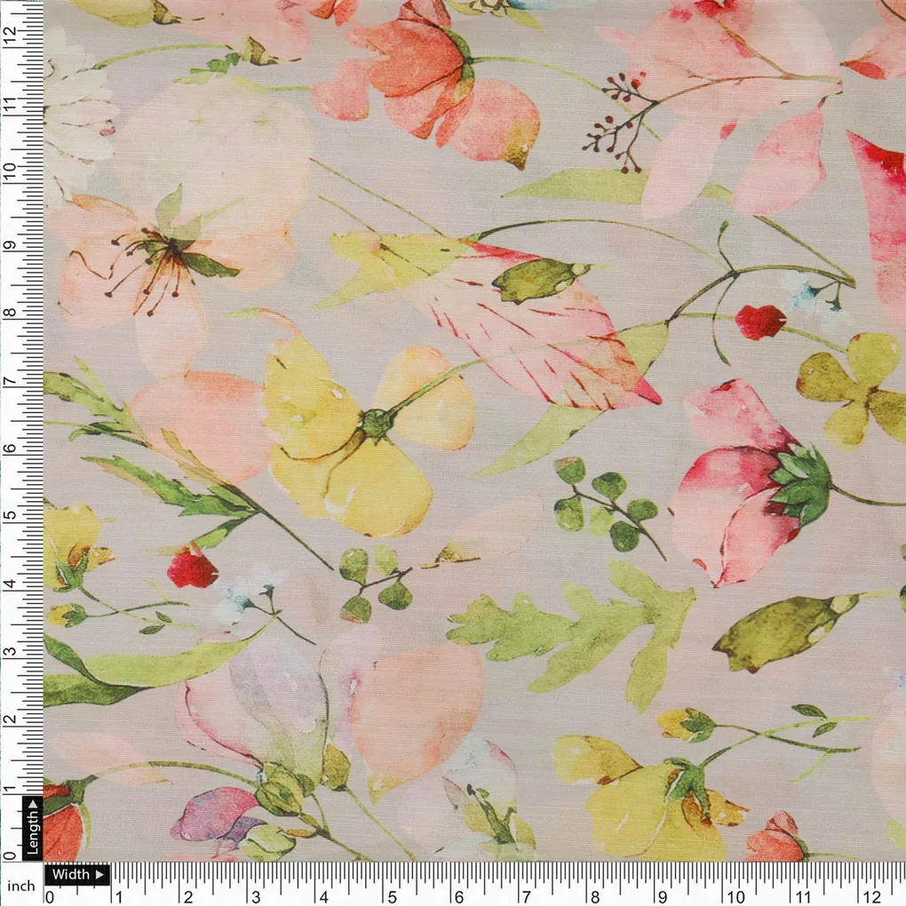 Linen Floral Printed Fabric - Image 4