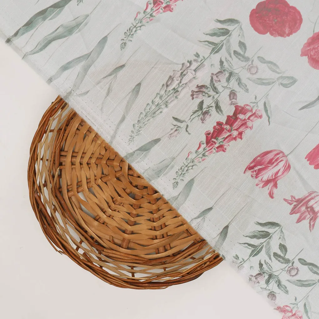 Linen Satin Floral Printed Fabric - Image 3