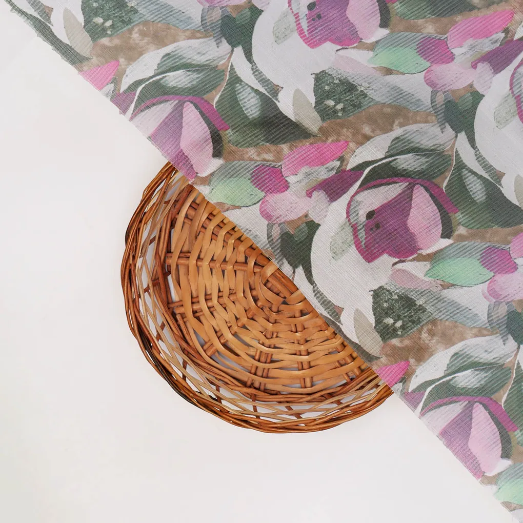Linen Floral Printed Fabric - Image 3