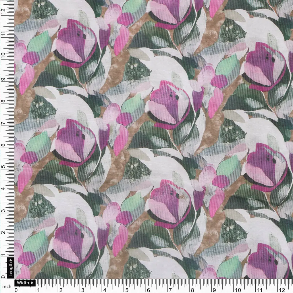 Linen Floral Printed Fabric - Image 4