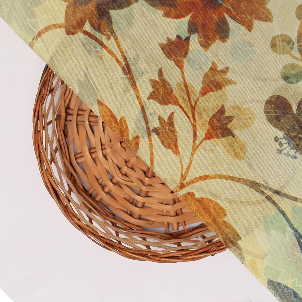 Linen Satin Floral Printed Fabric - Image 4