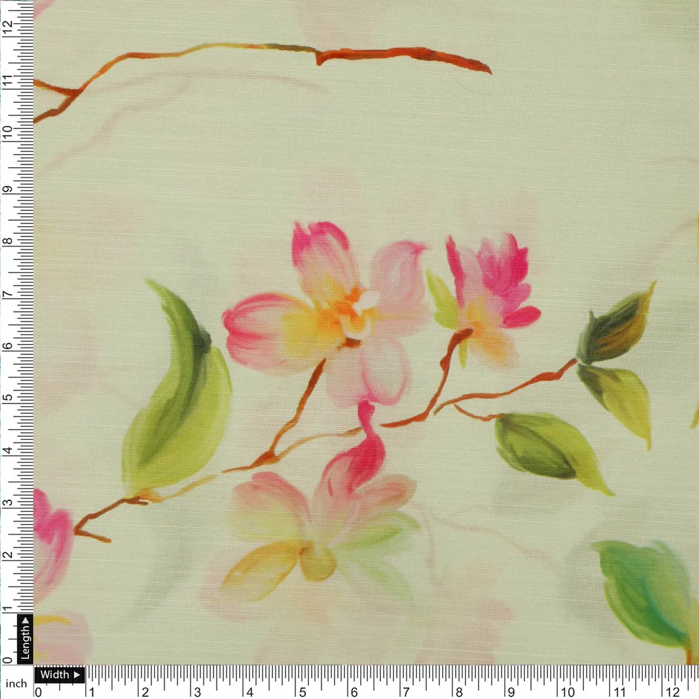 Linen Floral Printed Fabric - Image 4