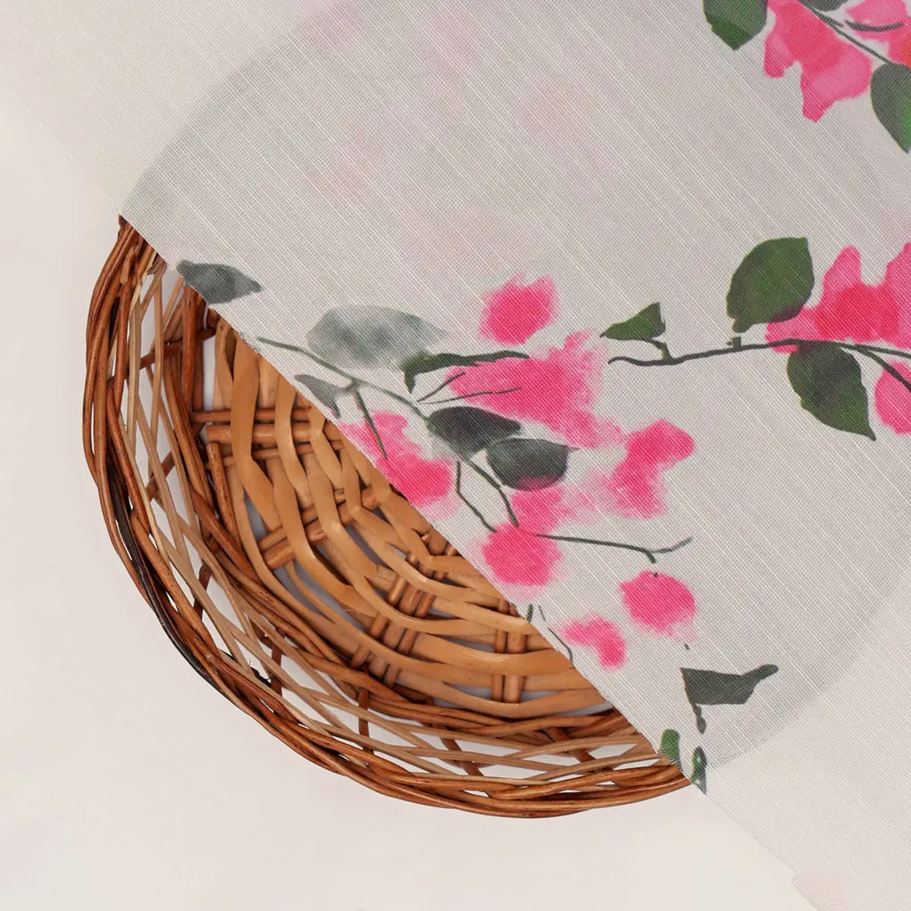 Linen Satin Floral Printed Fabric - Image 3