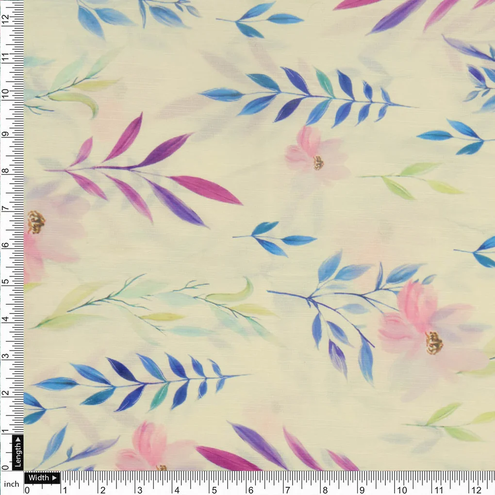 Linen Floral Printed Fabric - Image 4