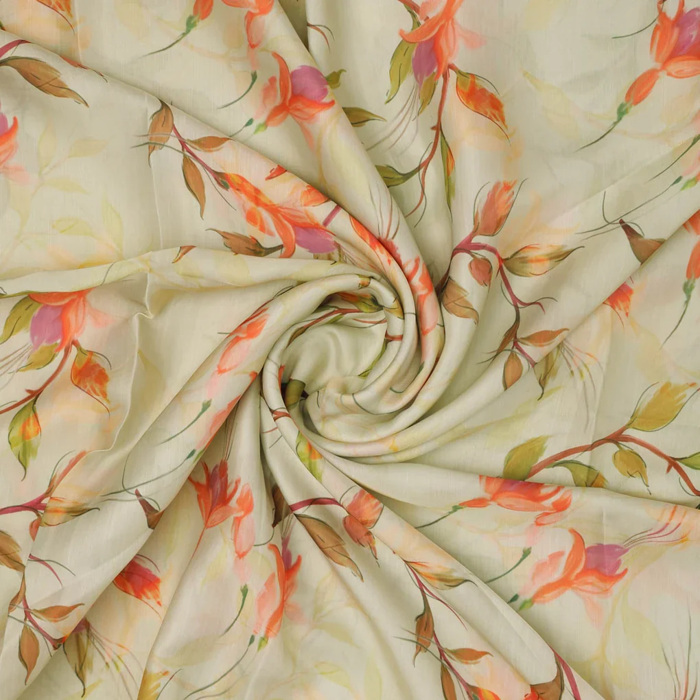 Linen Floral Printed Fabric - Image 2