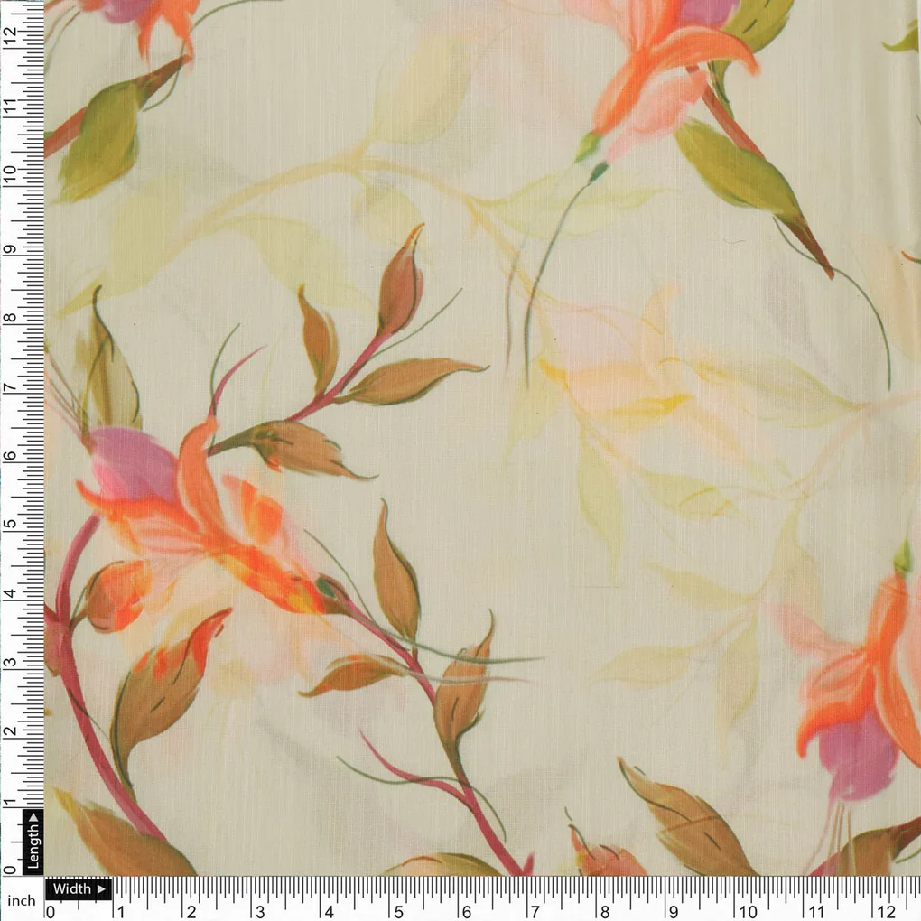 Linen Floral Printed Fabric - Image 4