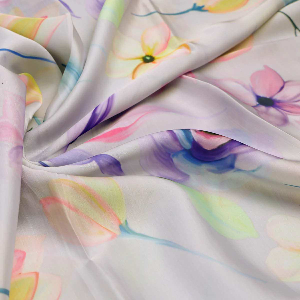 Linen Satin Floral Printed Fabric - Image 2