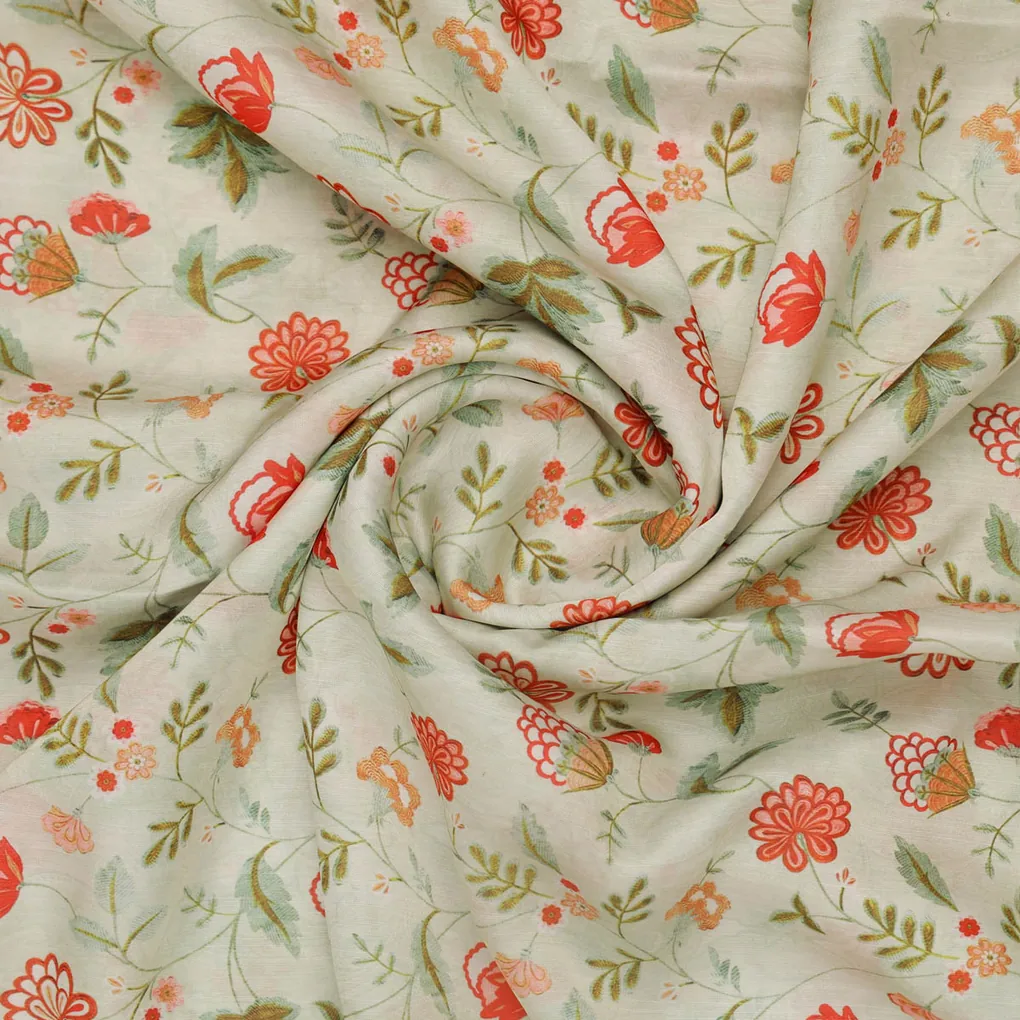 Linen Floral Printed Fabric - Image 2