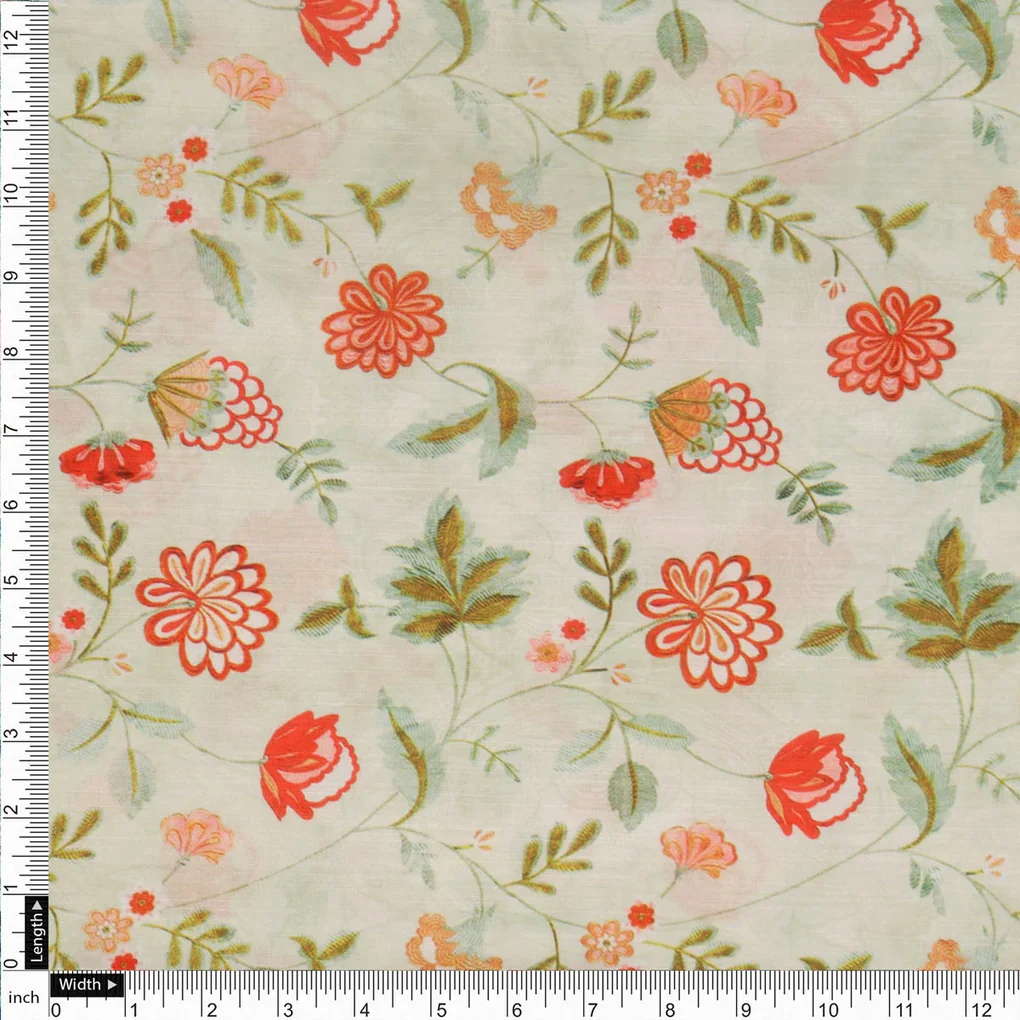 Linen Floral Printed Fabric - Image 4