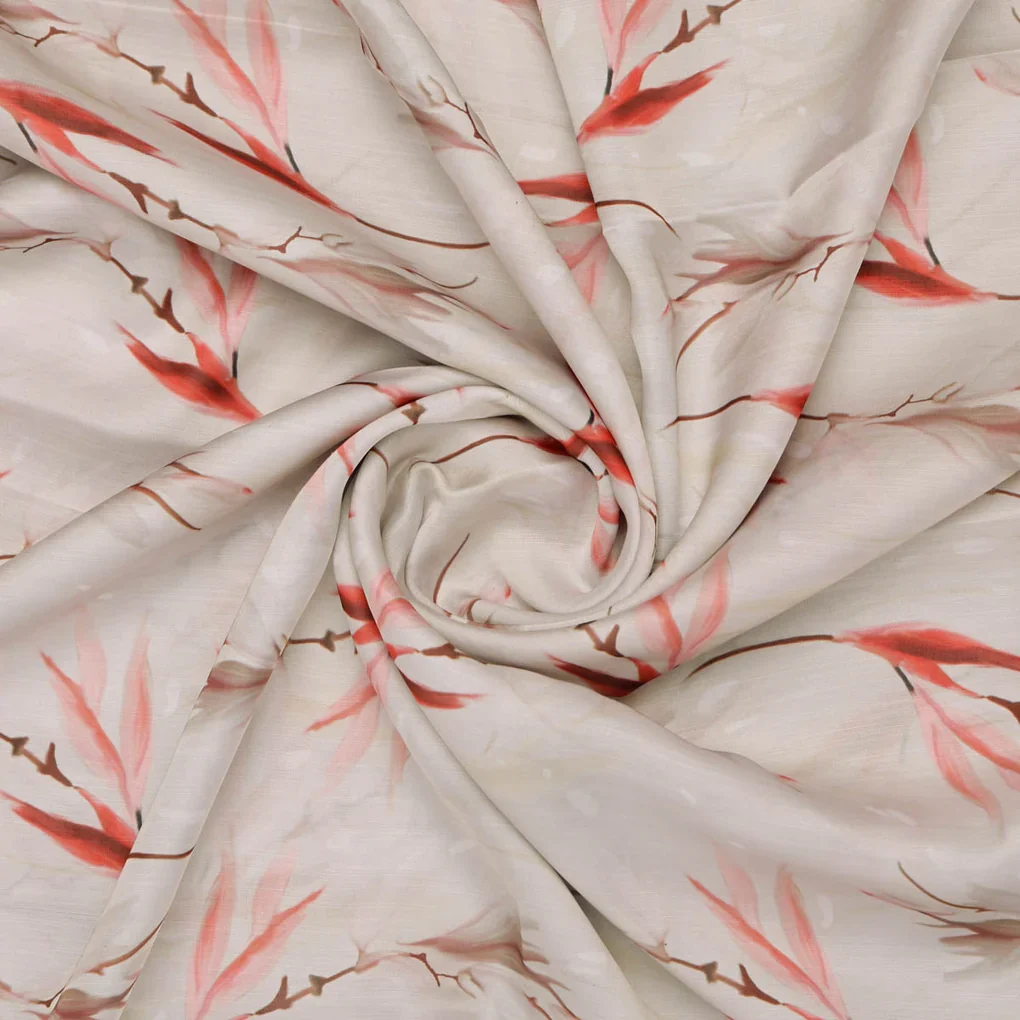 Linen Satin Floral Printed Fabric - Image 2