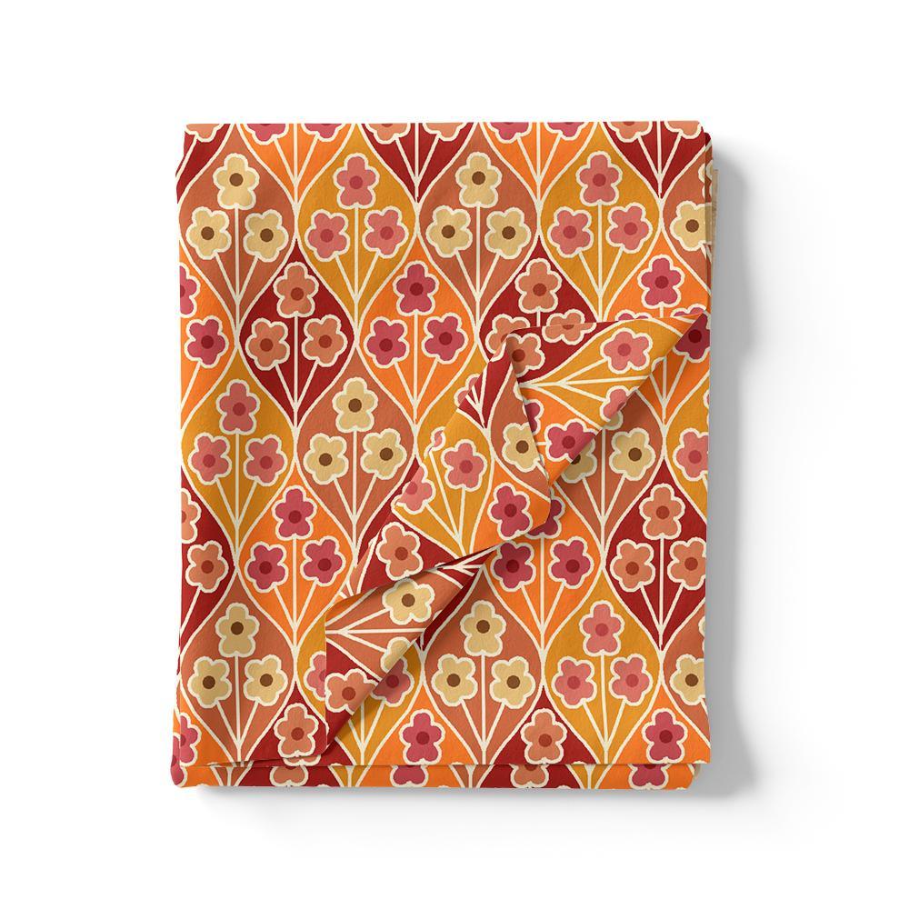 Little Three Colour Allamanda Flower Digital Printed Fabric - Pure Georgette - Image 3