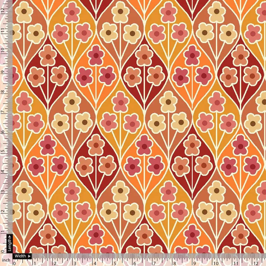 Little Three Colour Allamanda Flower Digital Printed Fabric - Pure Georgette - Image 5
