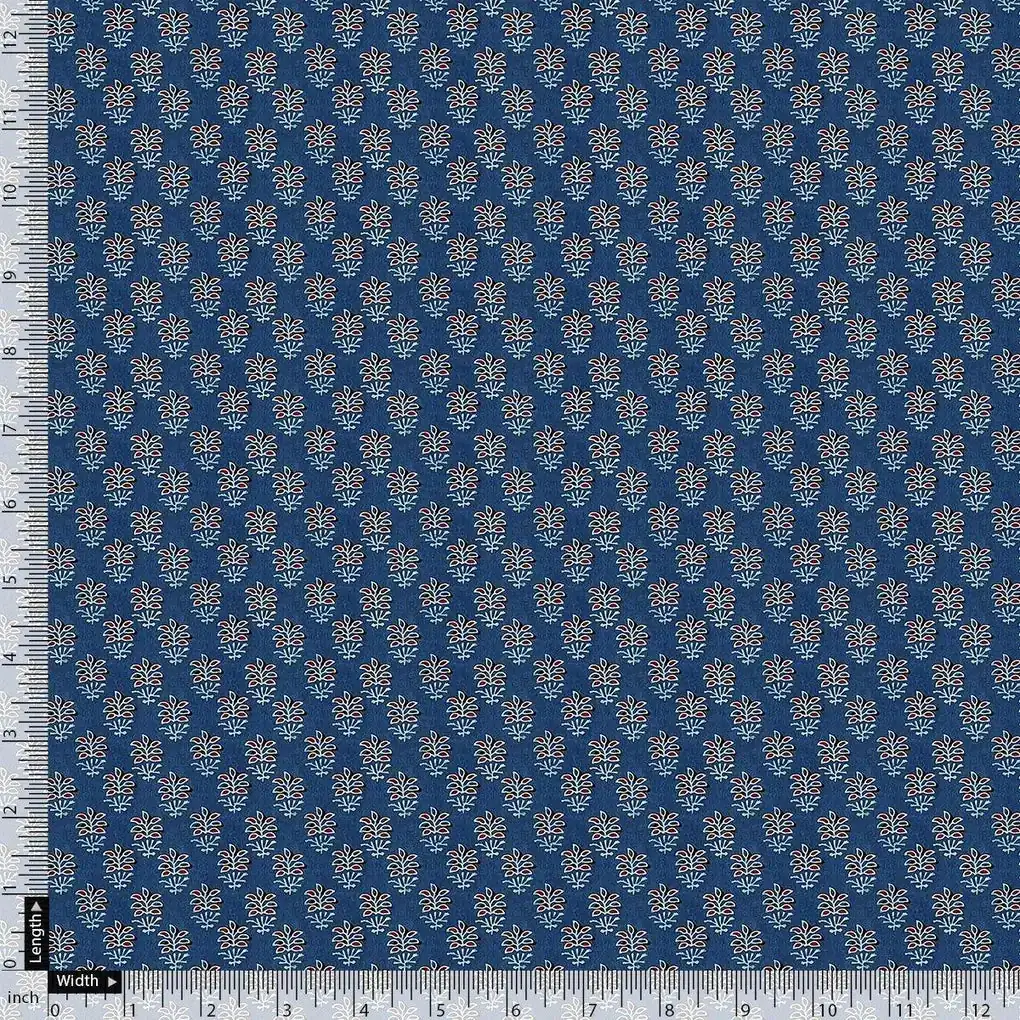 Lovely Blue Port Tree Leaves Digital Printed Fabric - Pure Georgette - Image 4