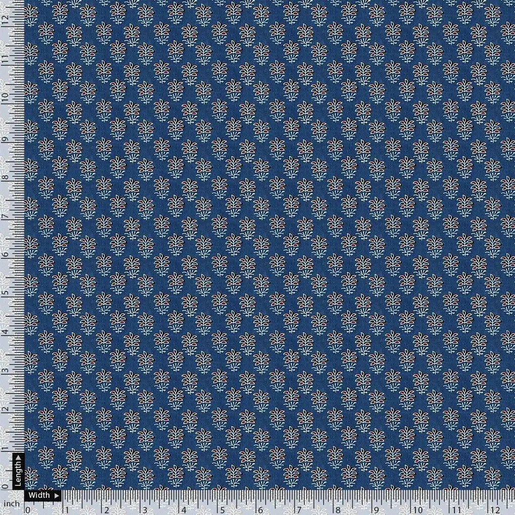 Lovely Blue Port Tree Leaves Digital Printed Fabric - Weightless - Image 4