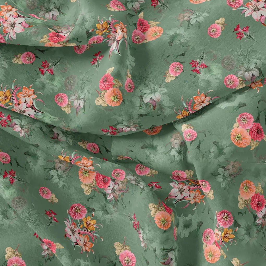 Lovely Chrysanthemum With Multi Flower Printed Fabric - Image 4