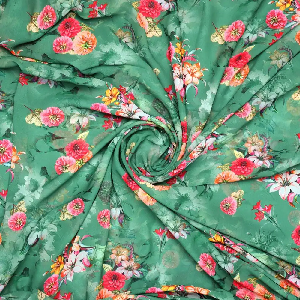 Lovely Chrysanthemum With Multi Flower Printed Fabric - Weightless - Image 2