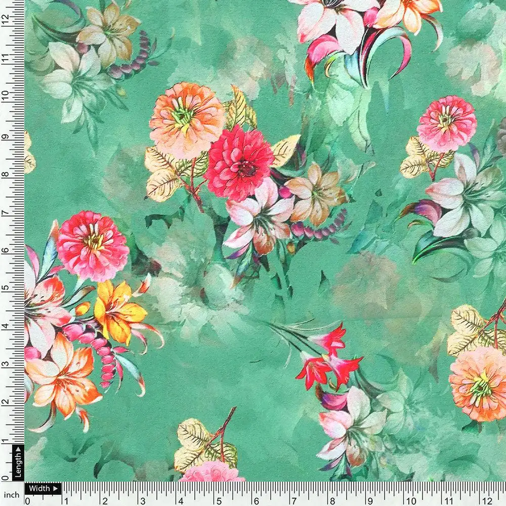 Lovely Chrysanthemum With Multi Flower Printed Fabric - Weightless - Image 4