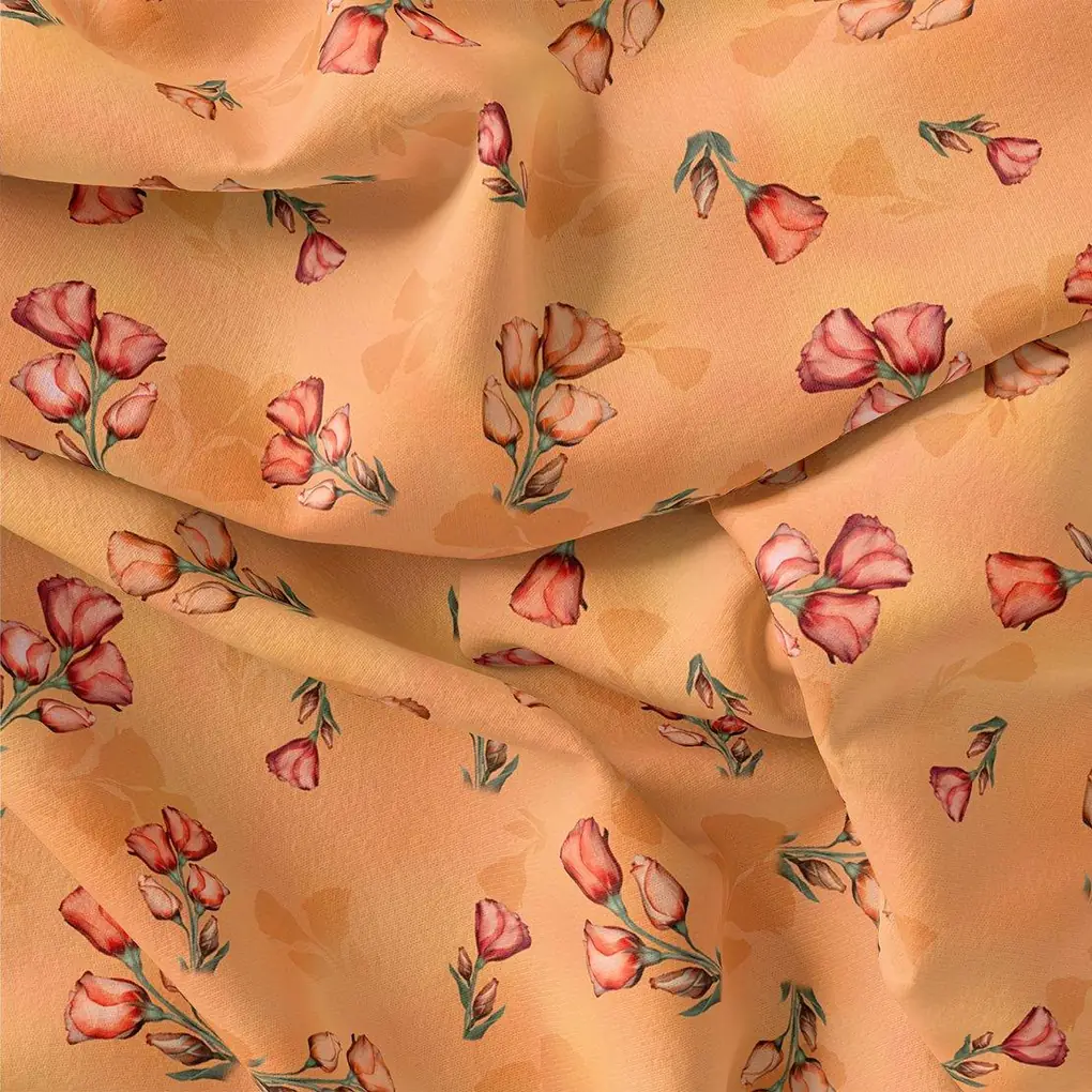 Lovely Decorative Roses Digital Printed Fabric - Japan Satin - Image 3