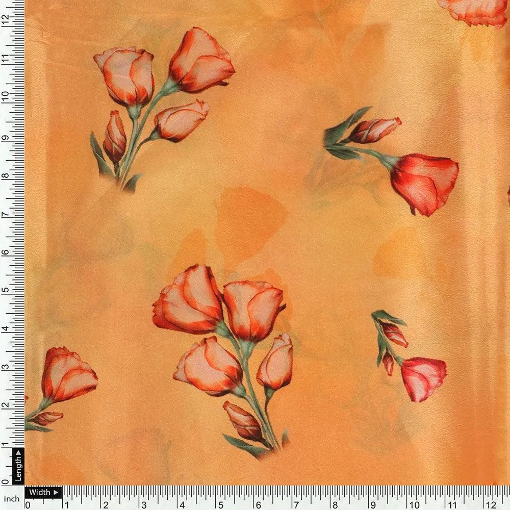 Lovely Decorative Roses Digital Printed Fabric - Crepe - Image 4