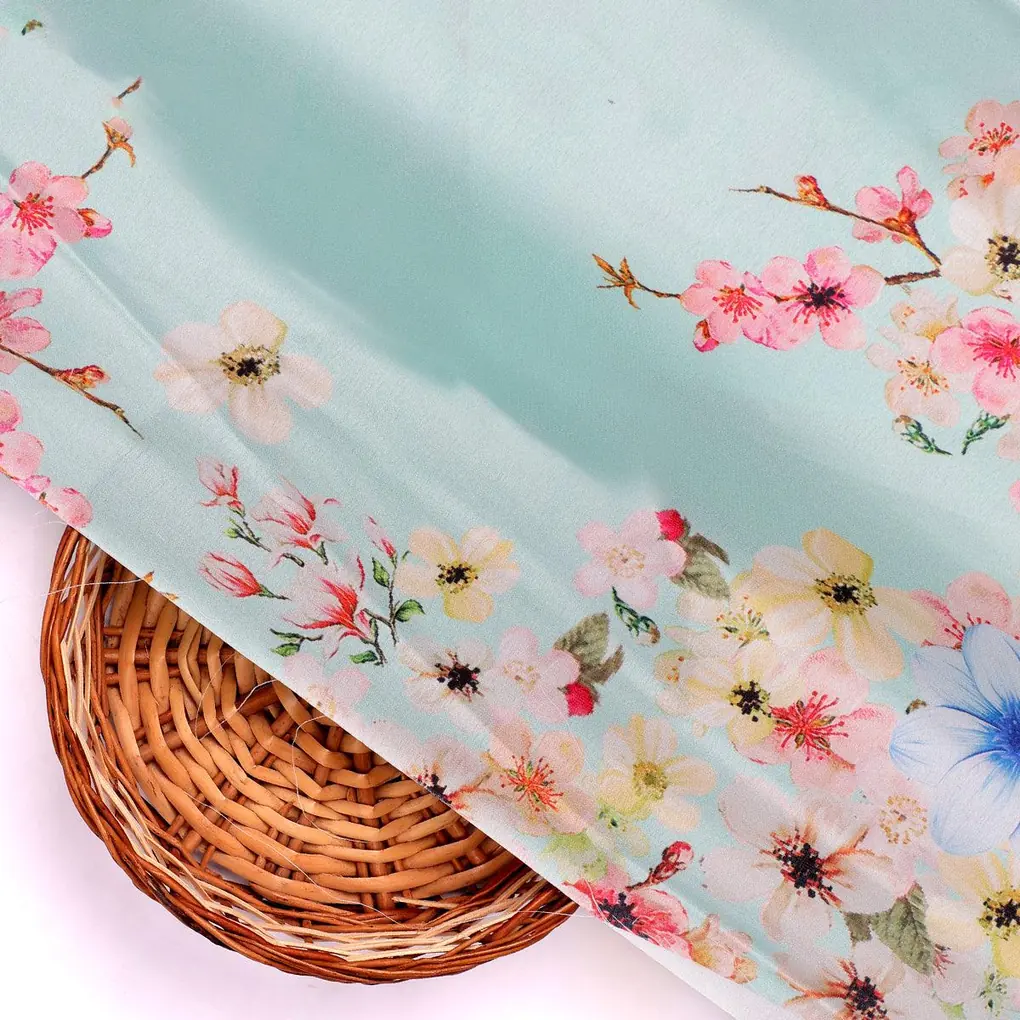Lovely Geranium Flower Digital Printed Fabric - Japan Satin - Image 2
