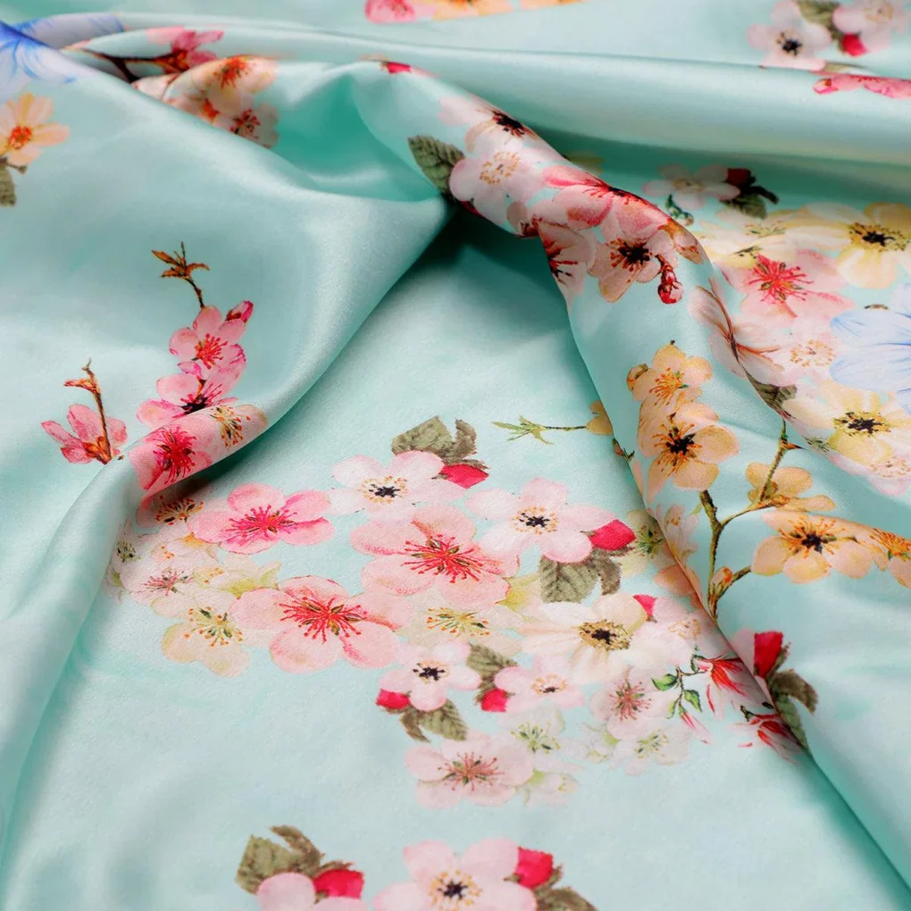 Lovely Geranium Flower Digital Printed Fabric - Japan Satin - Image 3