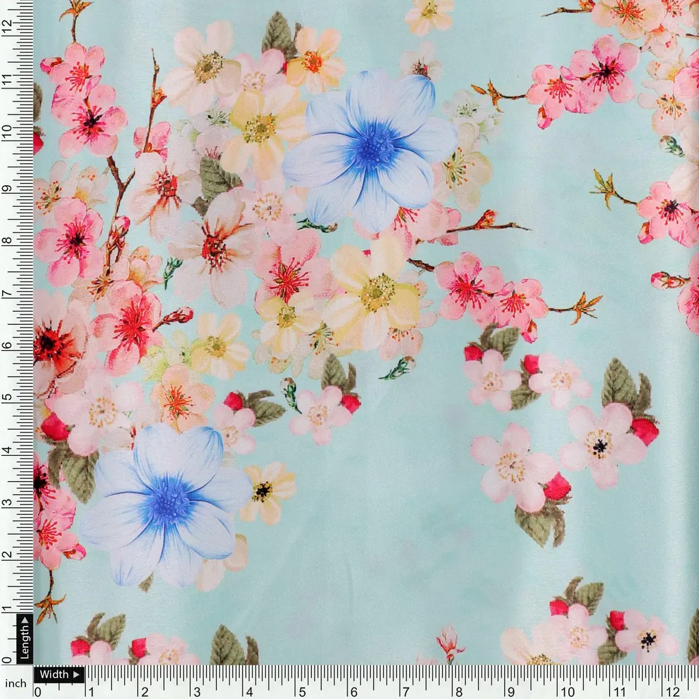 Lovely Geranium Flower Digital Printed Fabric - Japan Satin - Image 4