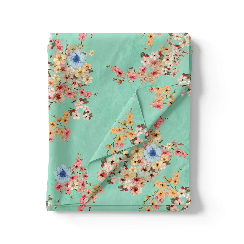 Lovely Geranium Flower Digital Printed Fabric - Kora Silk - Image 3