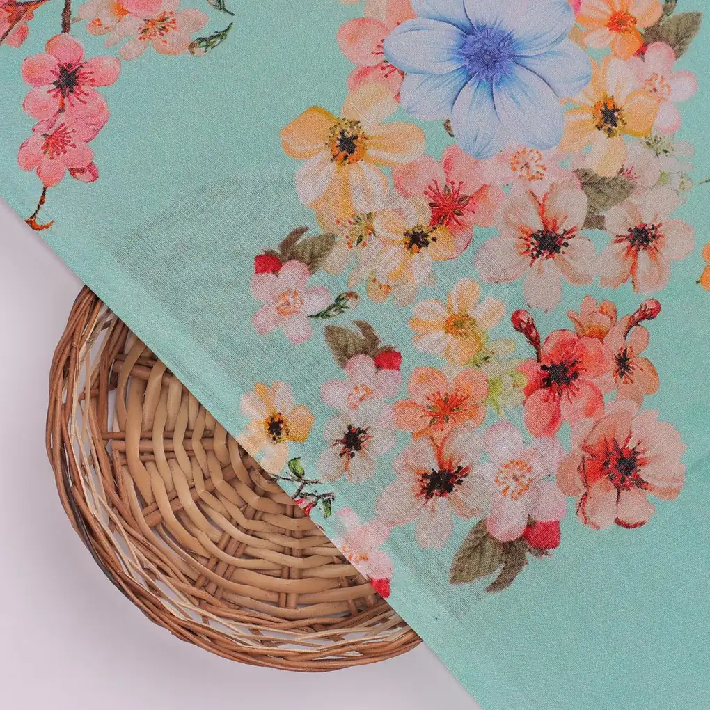 Lovely Geranium Flower Digital Printed Fabric - Pure Cotton - Image 2