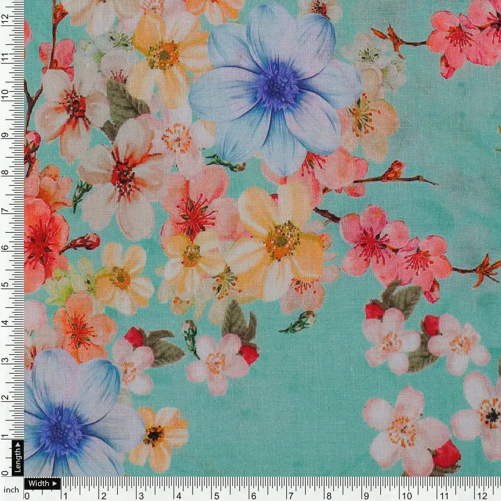 Lovely Geranium Flower Digital Printed Fabric - Pure Cotton - Image 4