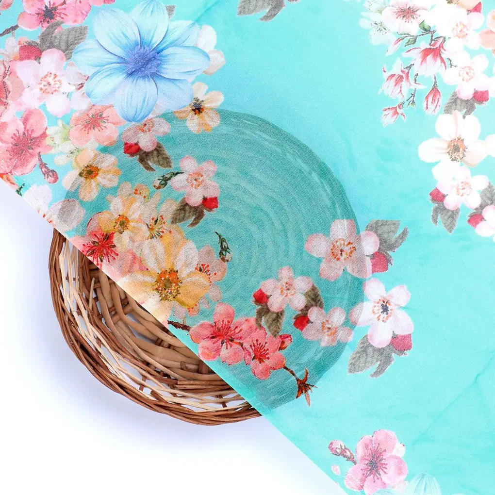 Lovely Geranium Flower Digital Printed Fabric - Pure Georgette - Image 2