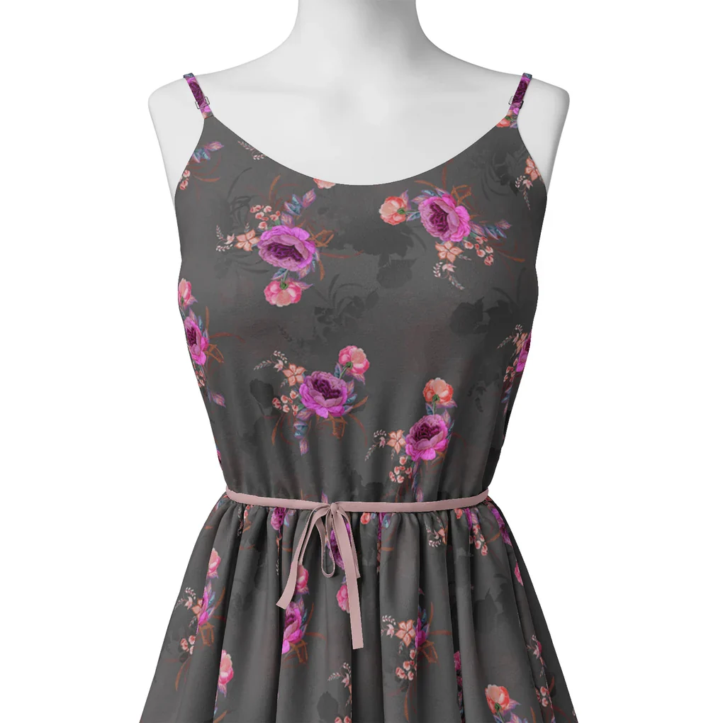 Lovely Peony With Wax Flower Digital Printed Fabric - Japan Satin - Image 2