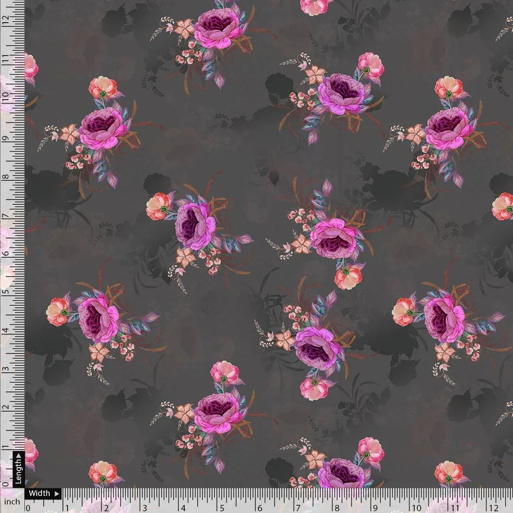Lovely Peony With Wax Flower Digital Printed Fabric - Kora Silk - Image 5
