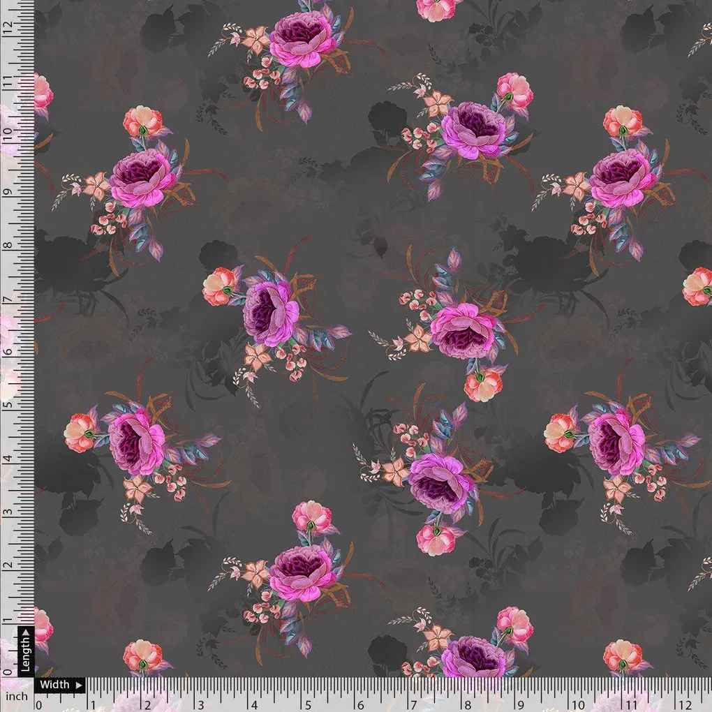 Lovely Peony With Wax Flower Digital Printed Fabric - Cotton - Image 5