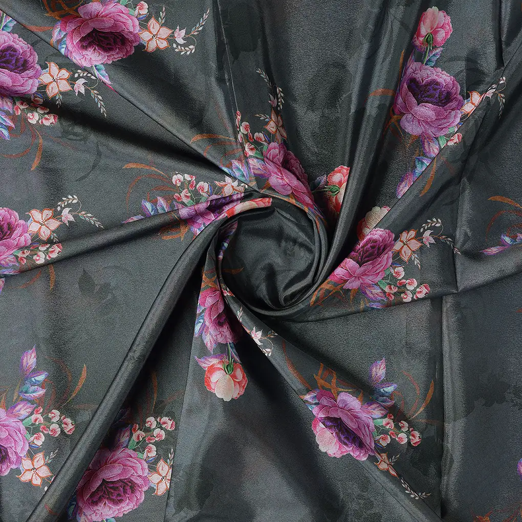 Lovely Peony With Wax Flower Digital Printed Fabric - Silk Crepe - Image 2