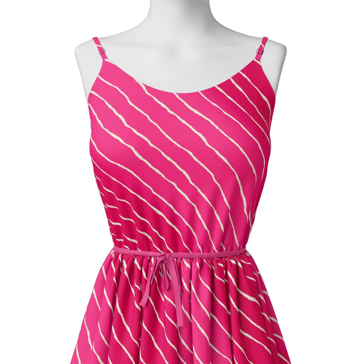 Lovely Pink Gradient Strips Wave Digital Printed Fabric - Pure Chiffon - Image 2