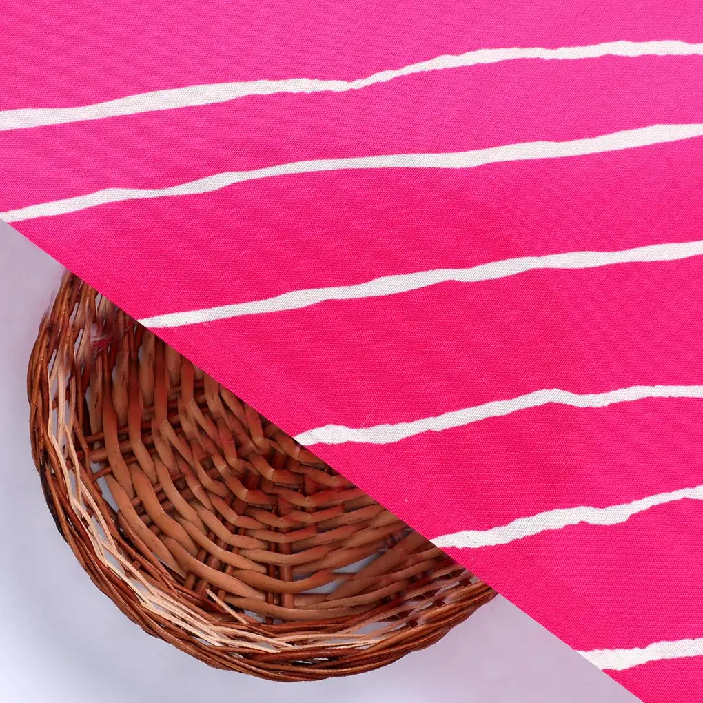 Lovely Pink Gradient Strips Wave Digital Printed Fabric - Rayon - Image 2