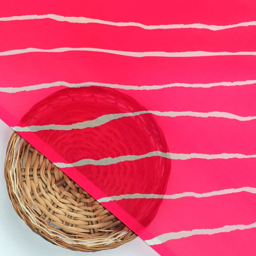Lovely Pink Gradient Strips Wave Digital Printed Fabric - Weightless - Image 2