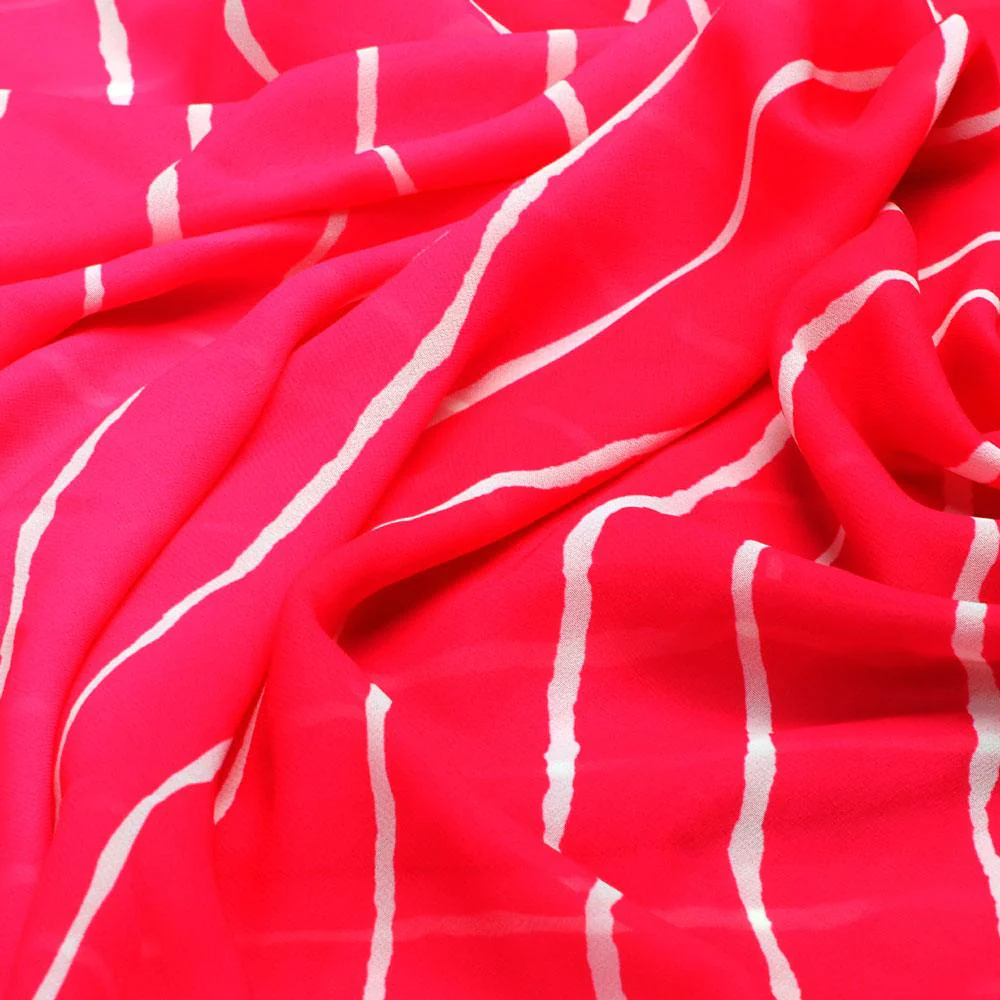 Lovely Pink Gradient Strips Wave Digital Printed Fabric - Weightless - Image 3