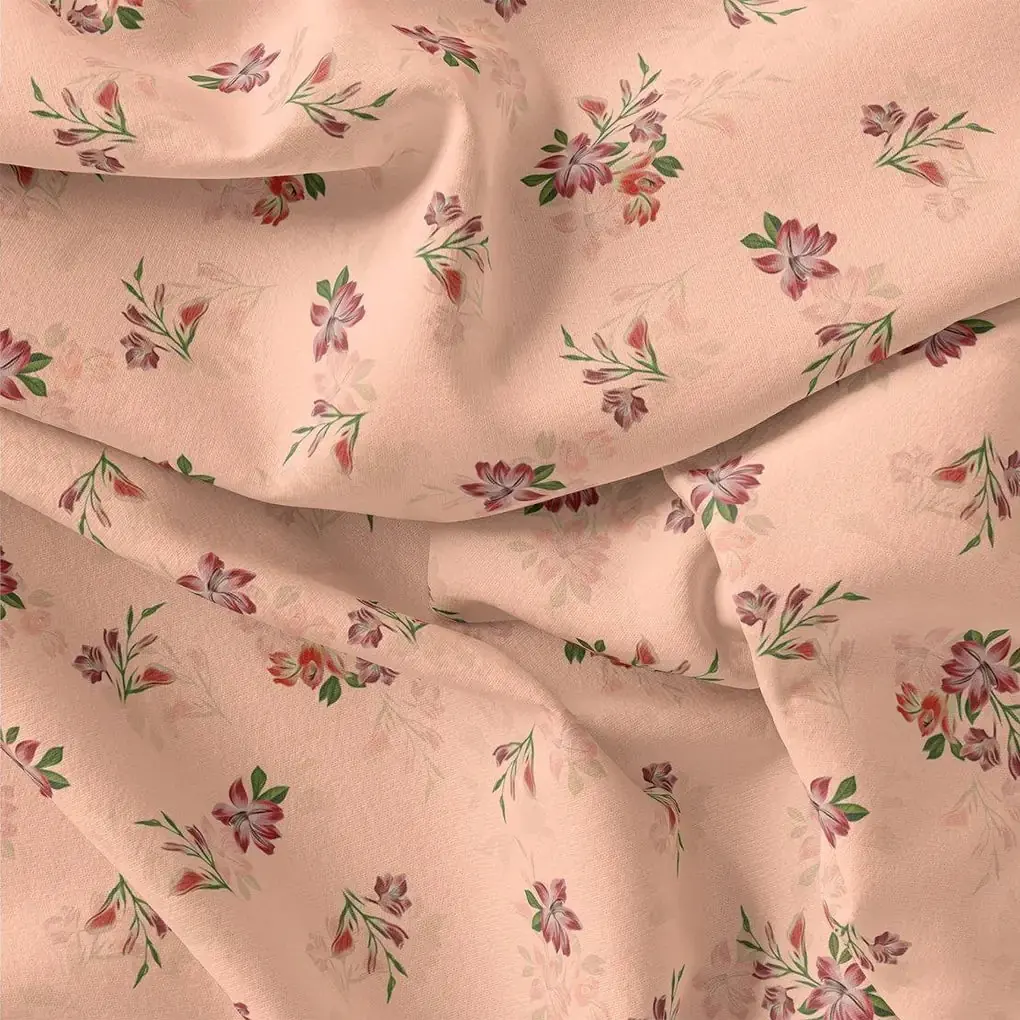 Lovely Pink Orchid Bunch Digital Printed Fabric - Image 3