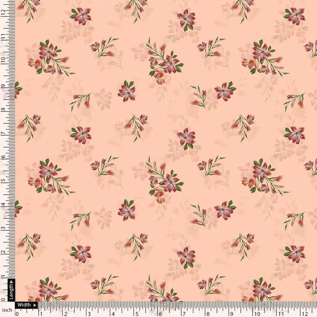 Lovely Pink Orchid Bunch Digital Printed Fabric - Image 4