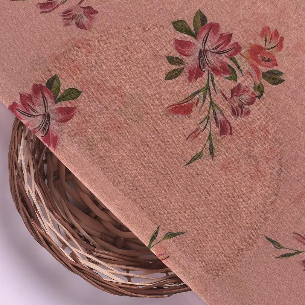Lovely Pink Orchid Bunch Digital Printed Fabric - Pure Cotton - Image 2