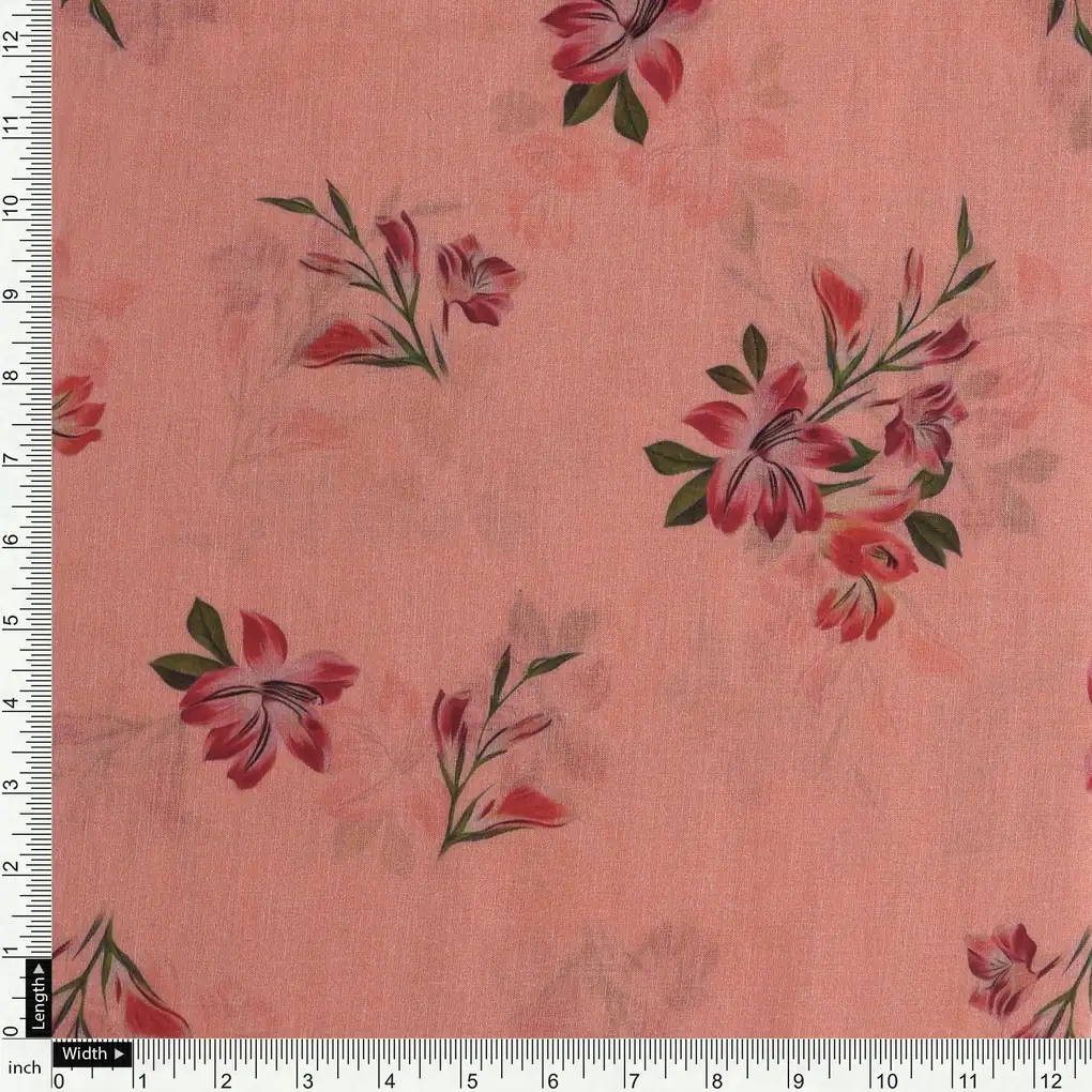 Lovely Pink Orchid Bunch Digital Printed Fabric - Pure Cotton - Image 4