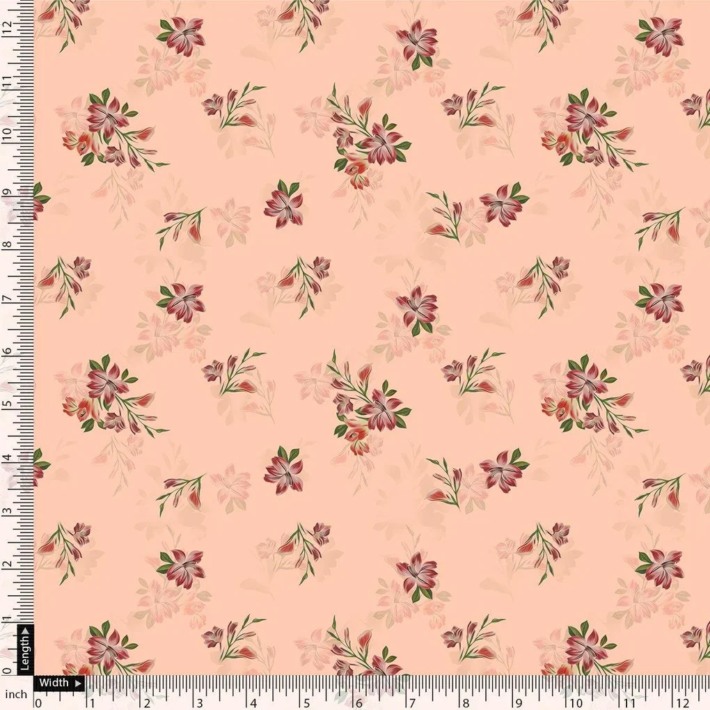Lovely Pink Orchid Bunch Digital Printed Fabric - Pure Muslin - Image 4