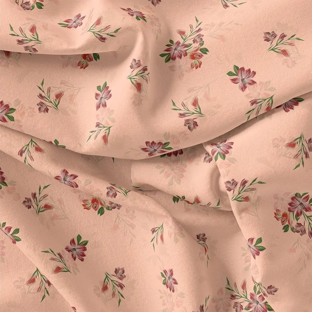 Lovely Pink Orchid Bunch Digital Printed Fabric - Rayon - Image 3