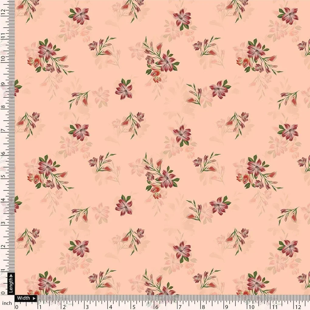 Lovely Pink Orchid Bunch Digital Printed Fabric - Rayon - Image 4