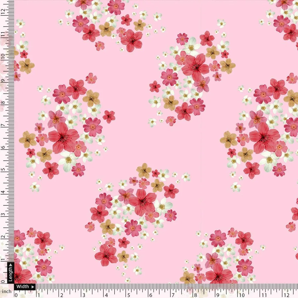 Lovely Pinkish Chintz Flower Digital Printed Fabric - Muslin - Image 4