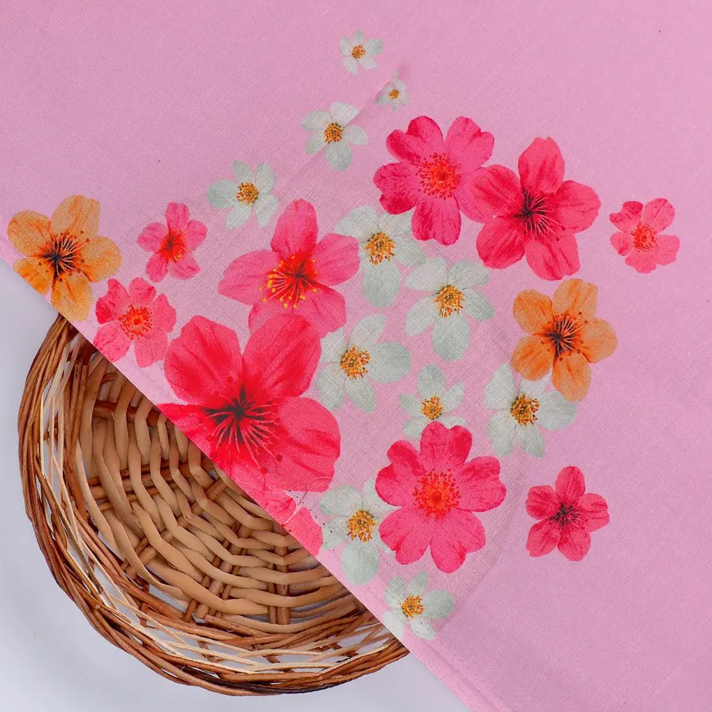 Lovely Pinkish Chintz Flower Digital Printed Fabric - Pure Cotton - Image 2